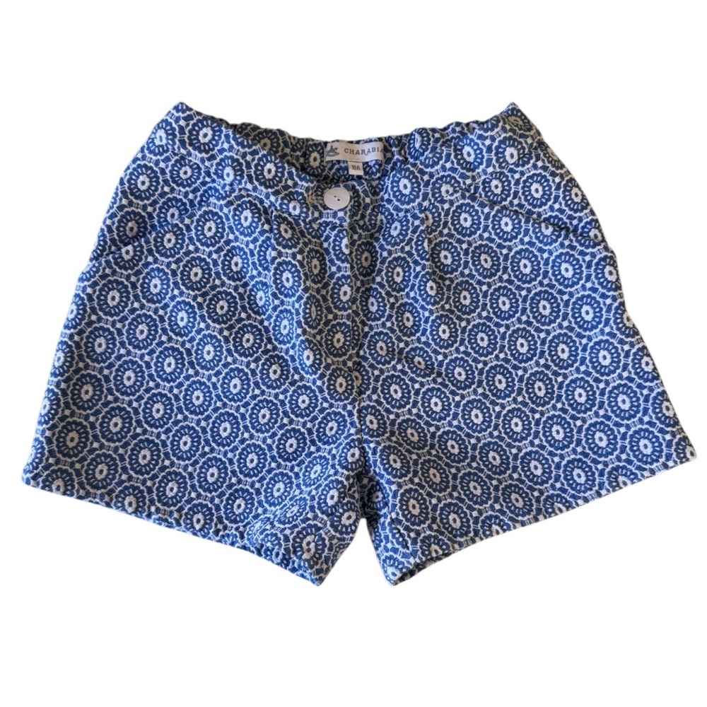 Charabia Girls Blue & White Patterned Shorts - Size 10A!